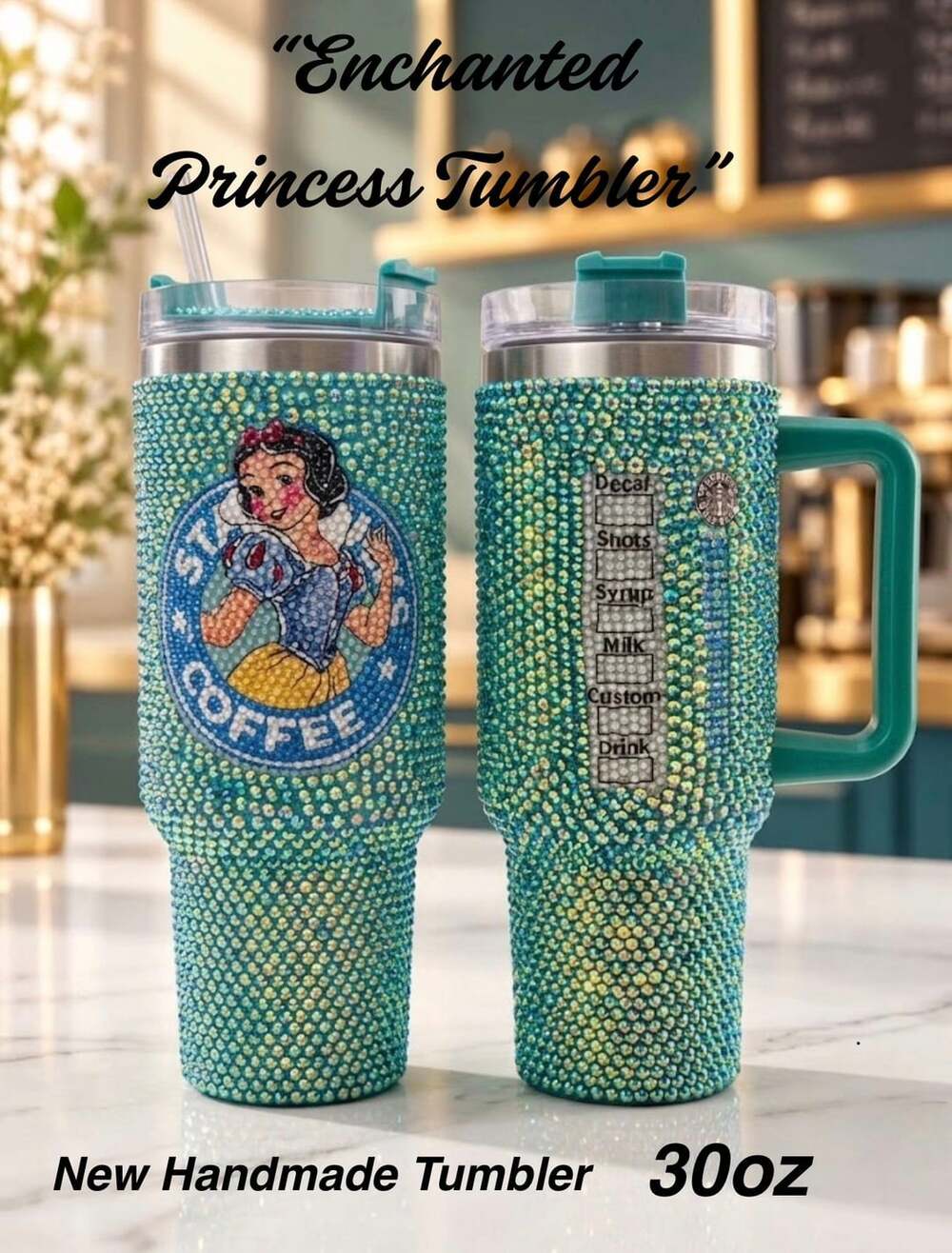 Handmade Enchanted Princess Tumbler Size 30oz